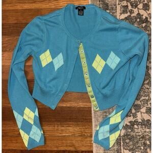 Rue 21 Argyle Shrug Sweater Size Small y2k schoolgirl diamonds cropped